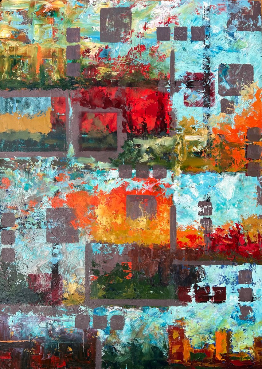 Expressive Abstract Oil Painting By Ashley Baldwin-Smith, 20 X 28, Sliding Future, Original Artwork