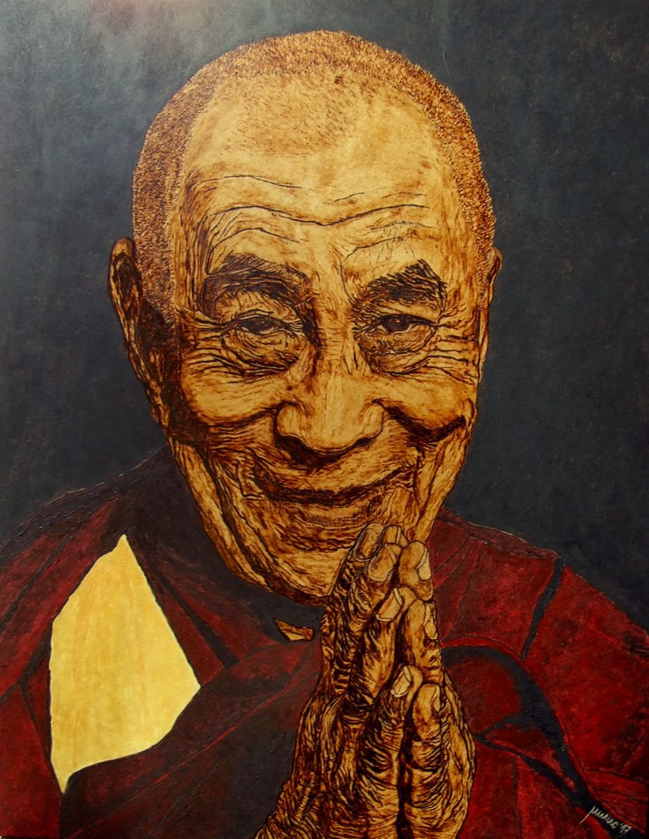 Dalai Lama by MILIS Pyrography