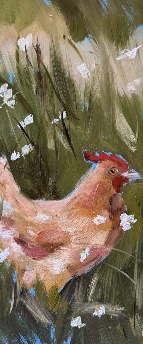 Chicken in the Meadow by Anja Rudko