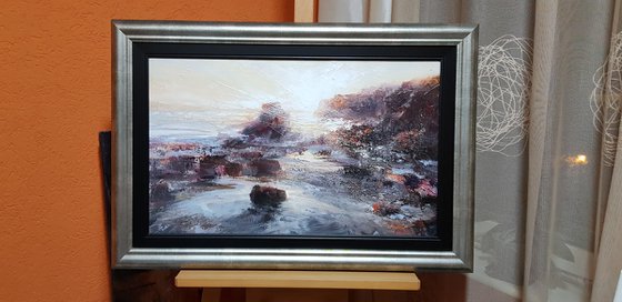 "Harbor of destroyed dreams -Hearts of rocks" W70xH43cm