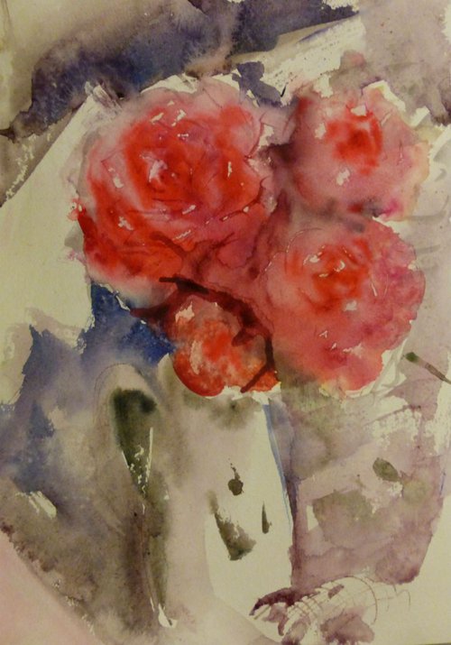 Roses, 30x42 cm by Nastasia Chertkova