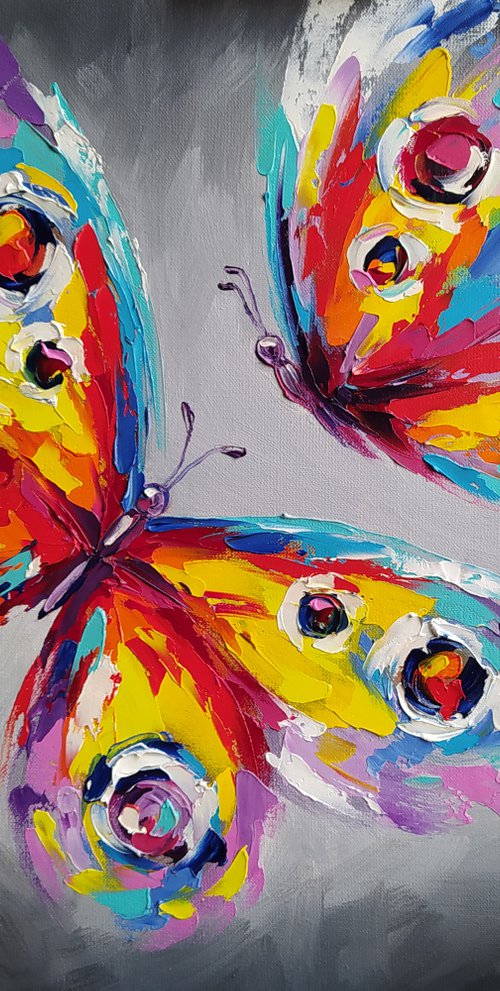 Flap of wings - butterfly, lovers, butterfly in flight, butterfly wings, insects, oil painting, butterfly oil, butterfly art, gift, art, love by Anastasia Kozorez