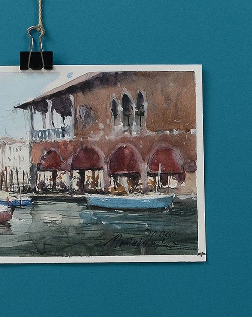 Pescheria, Venice, original Hand painted venetian Landscape. by Marin Victor