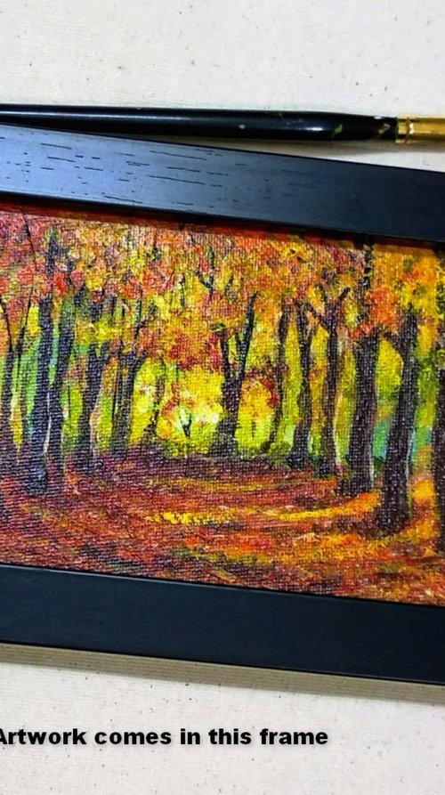 Golden Autumn Woods Landscape by Asha Shenoy