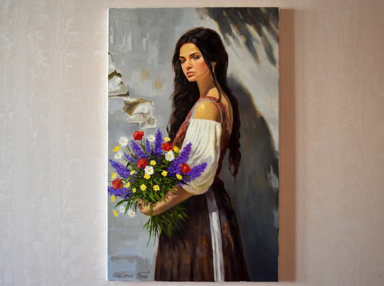 A portrait with wildflowers