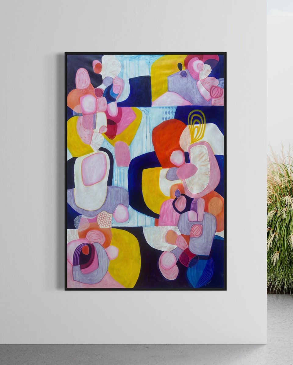 Abstract Painting By Samantha Malone, 37 X 55", Variety Is Key, Original Artwork