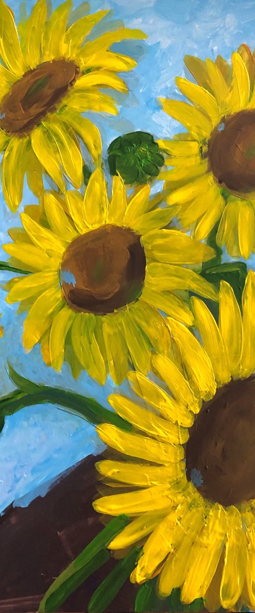 Sunflowers bouquet in hand by Ihnatova Tetiana