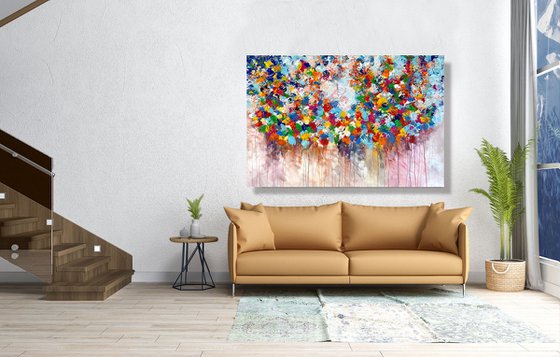 Mystic Garden - LARGE, MODERN, PALETTE KNIFE ABSTRACT ART – EXPRESSIONS OF ENERGY AND LIGHT. READY TO HANG!