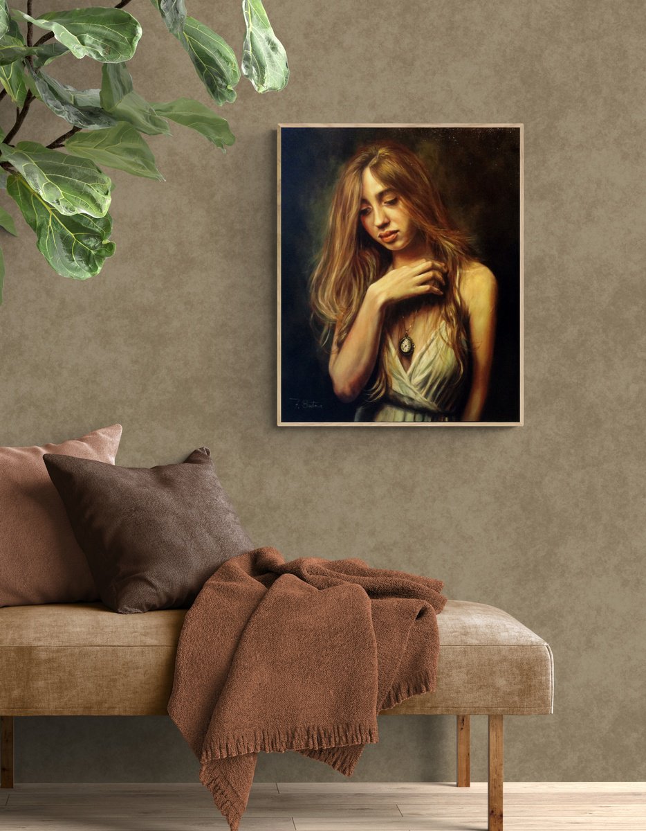 Photorealistic Portrait Oil Painting By Fabian Bertona, 20 X 24, The Decision I, Original Artwork