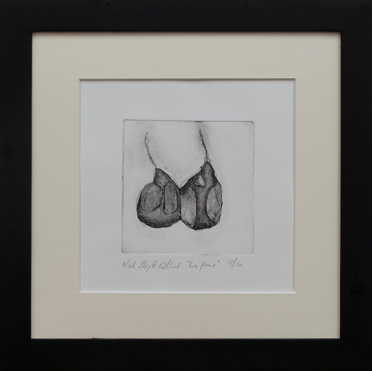 pears etching framed by Mark Lloyd Williams