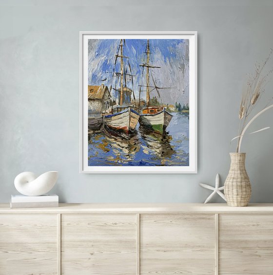 Harbor Boats Reflection.