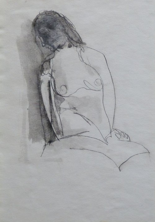 Nude, Drawing 20x18cm by Frederic Belaubre