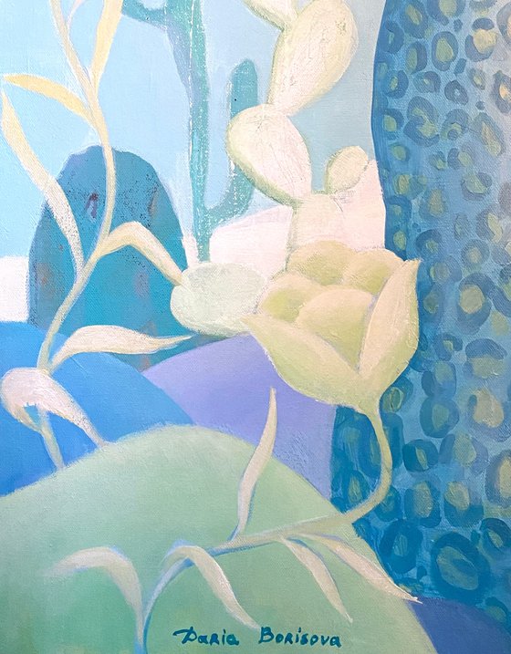 Blue Leopard. Acrylic painting on canvas