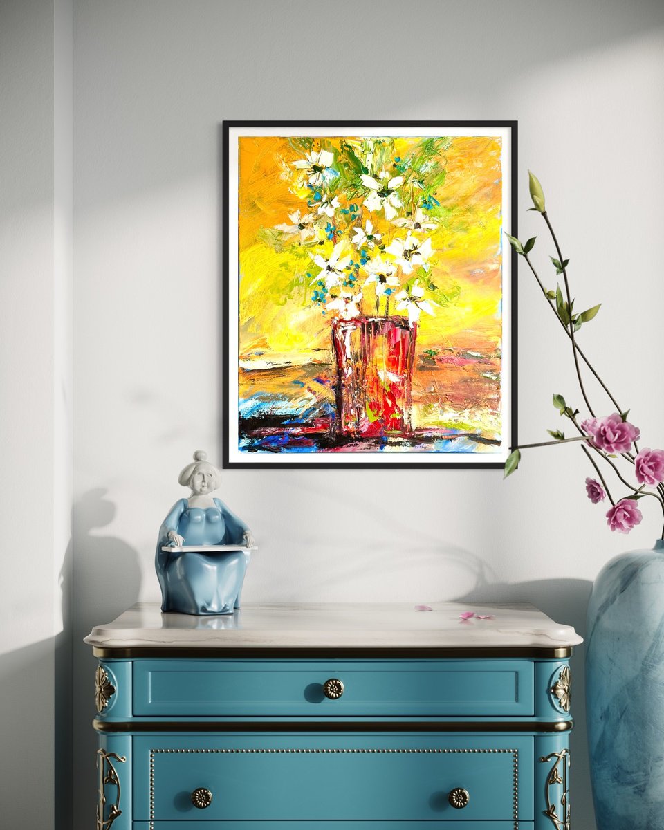 Abstract Oil Painting By Olga Mcnamara Biennaleartist, 20 X 24", Inner Glow, Original Artwork