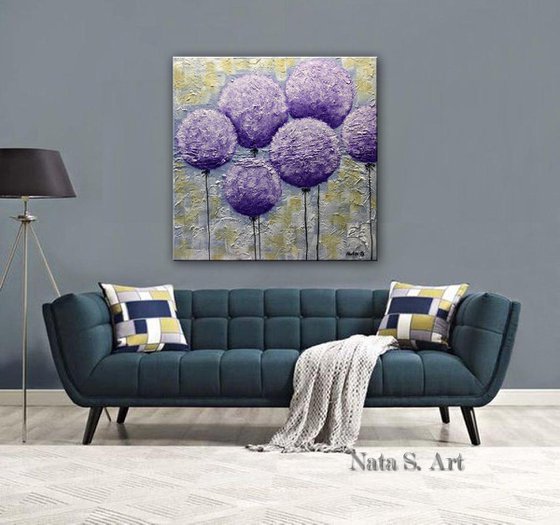 Purple Lollipops - Abstract Textured Painting