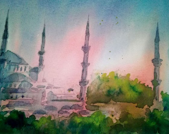 Blue Mosque, Istanbul in sunset