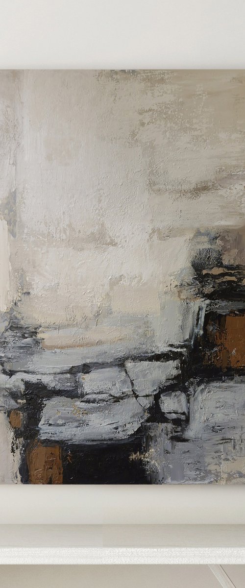 "Deeps 2" Blue brown gray minimalist art by Alex