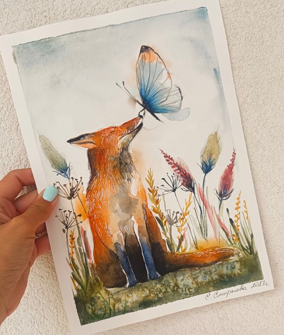 Fox And Butterfly