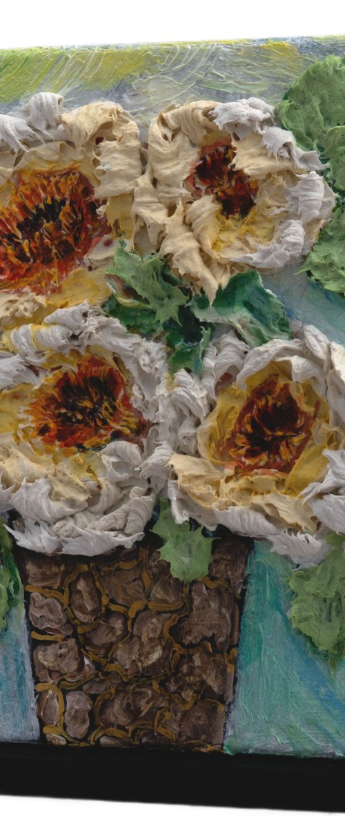 Golden Floral Relief 3D by Lena Owens