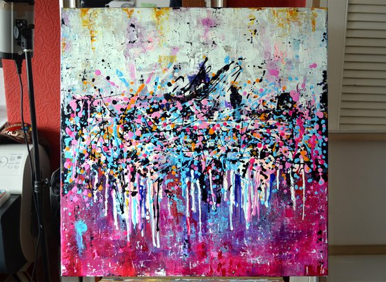 HAPPY DAY - Large Modern Abstract Palette knife Urban art