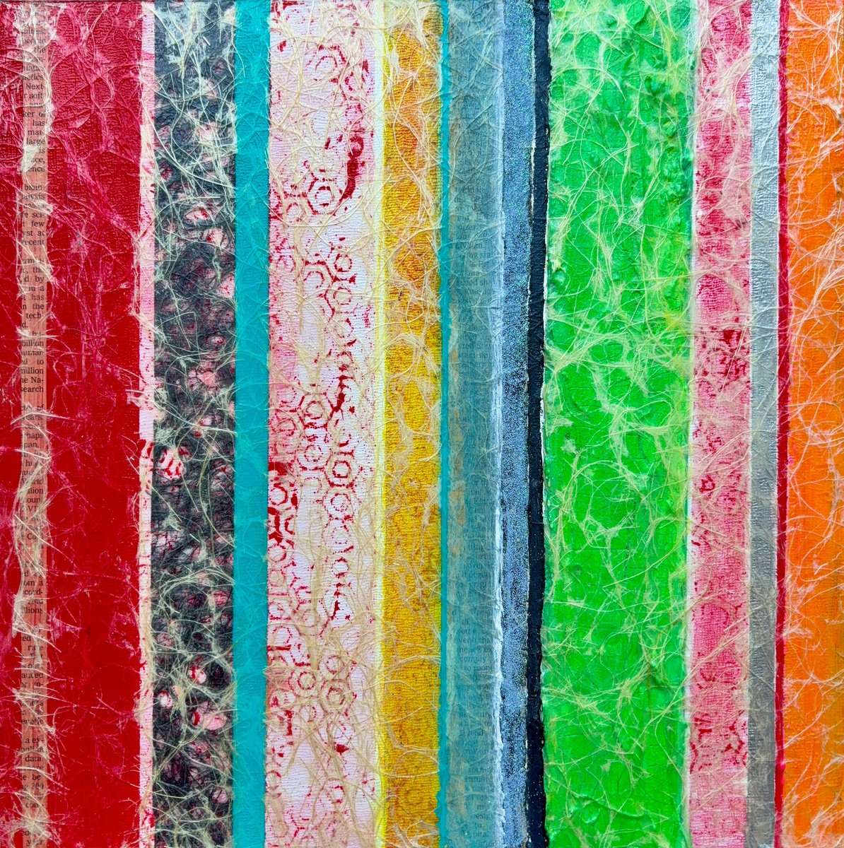 Geometric Abstract Painting By Benna Holden, 12 X 12, Ribbons, Original Artwork