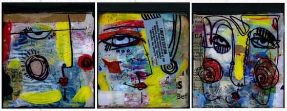 Mixed Media Funky Face Collection 2