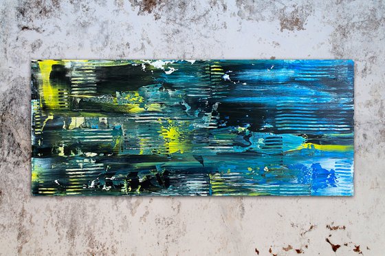 "That Will Leave A Mark" - FREE USA SHIPPING - Original PMS Abstract Acrylic Painting On Reclaimed Wood - 48" x 20"