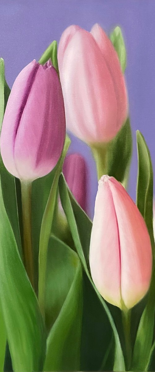 Elegance. Tulips Painting by Alla Kallass