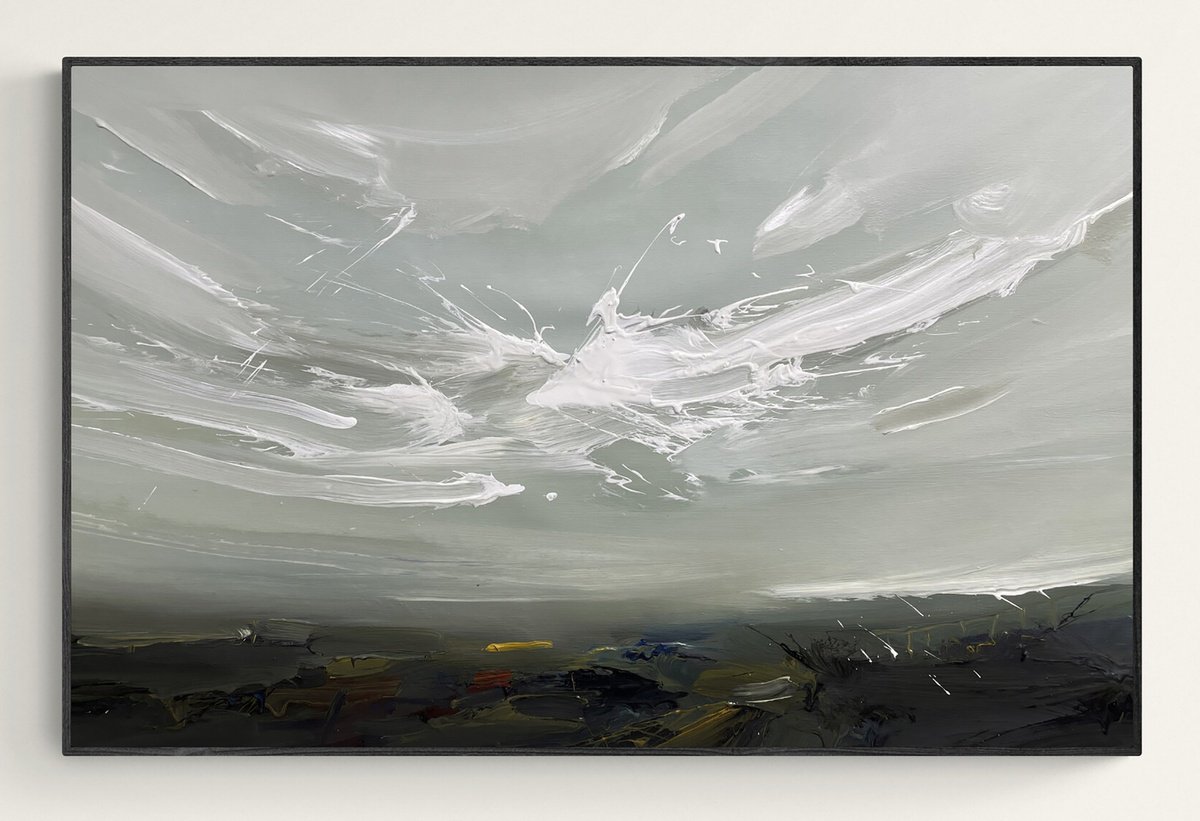 Abstract Landscape Acrylic Painting By Nazarii Medvid, 37 X 24", Depth Of Nature 266, Original Artwork