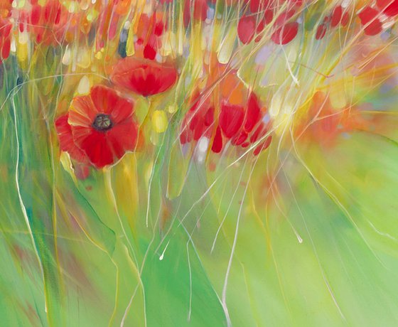 Midsummer Jubilance, poppies in a meadow painting