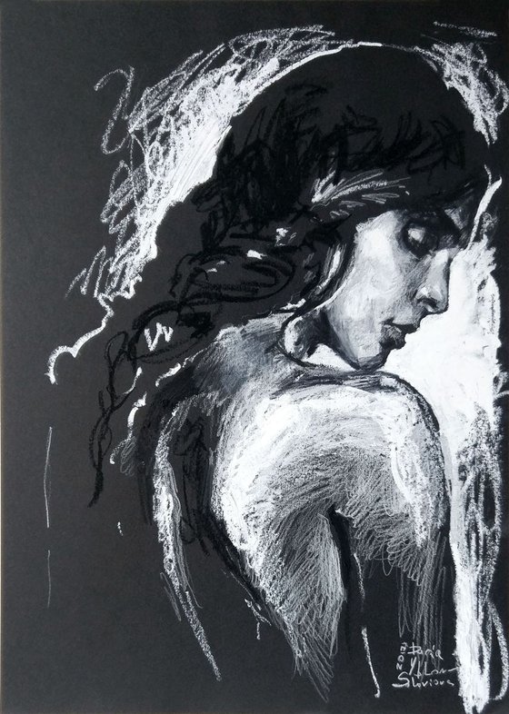 Carmen. In the darkness #2 Woman figure drawing Gift idea for romantics