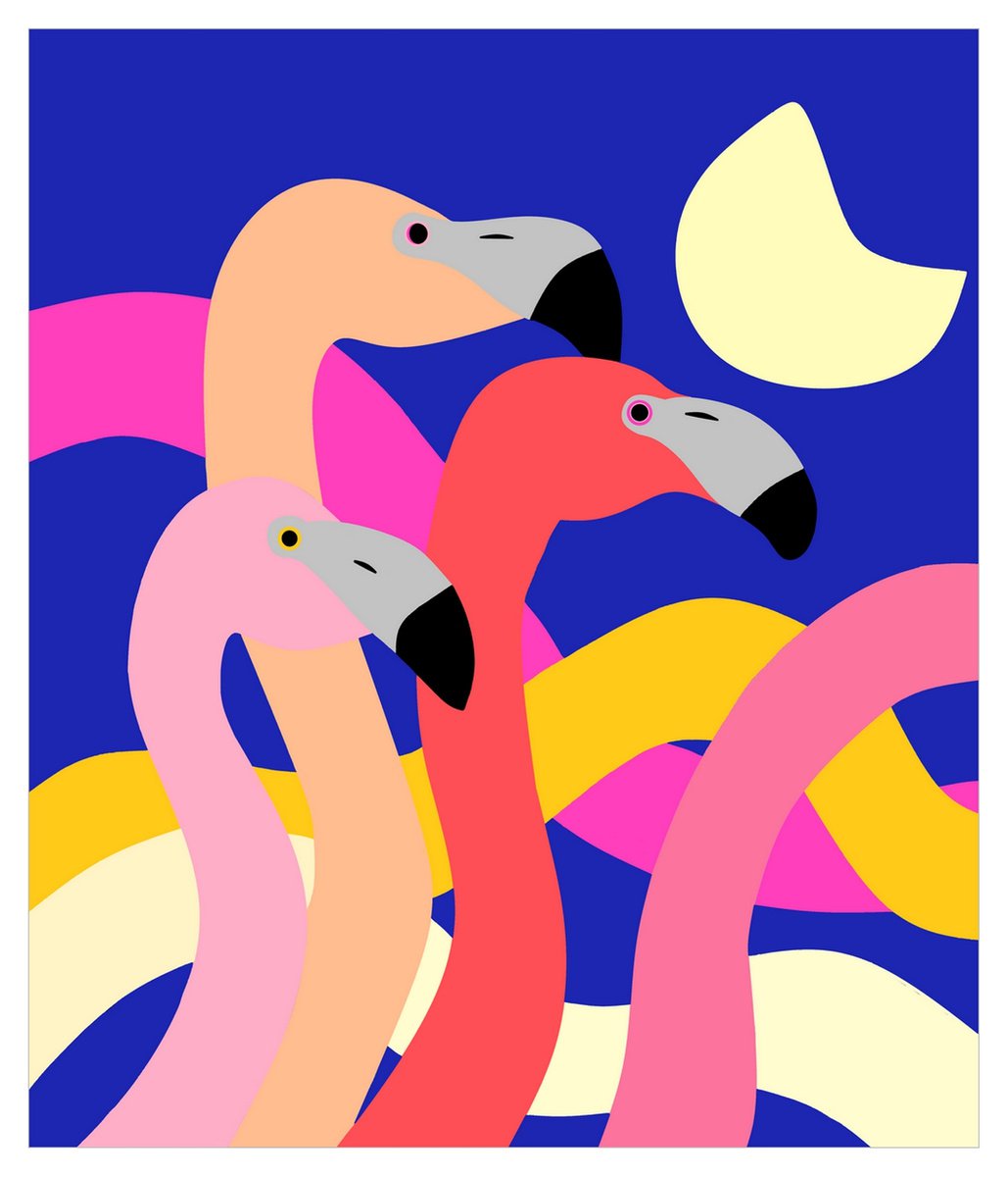 Graceful flamingos- love by Kseniya Kovalenko