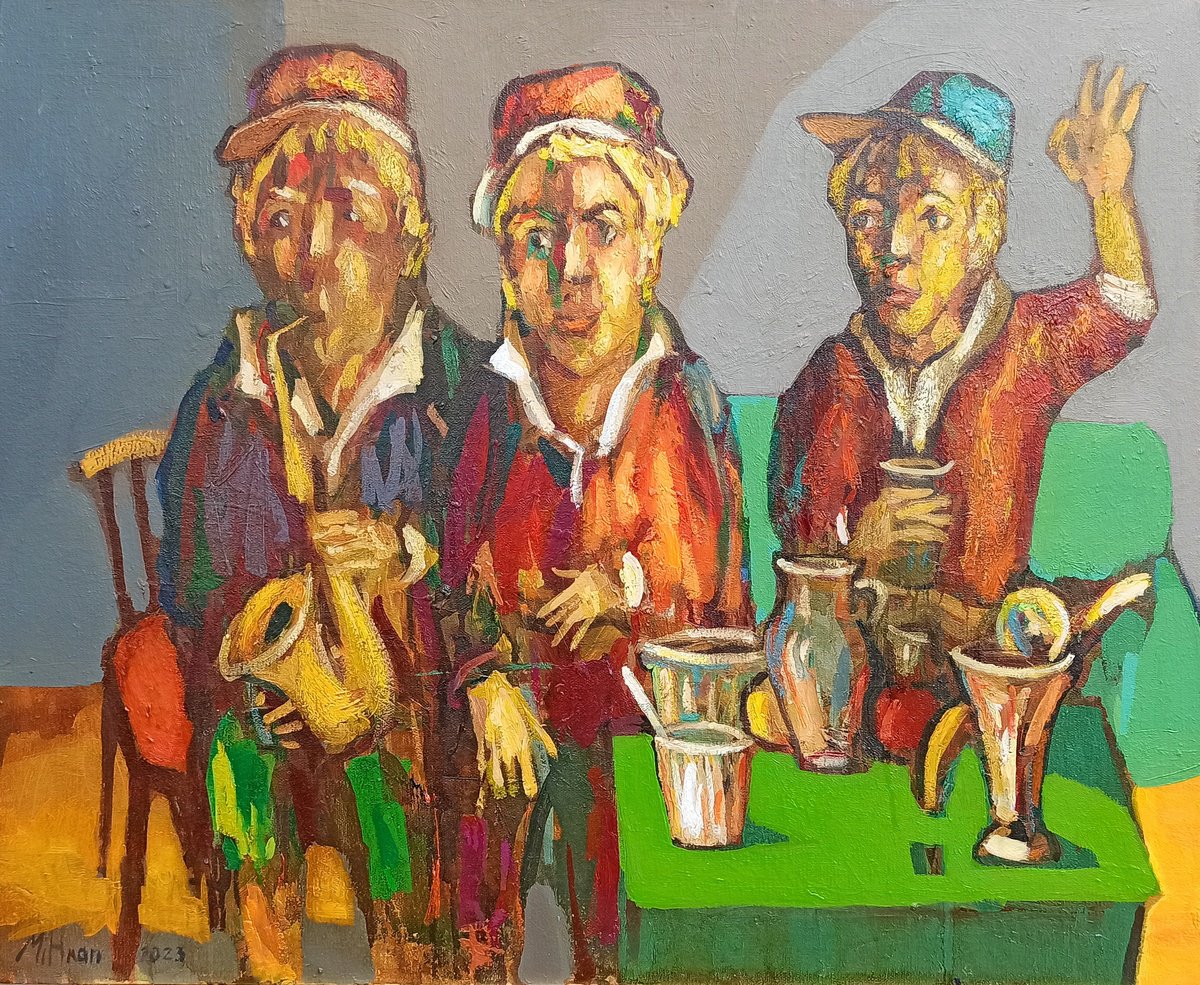 Jazz cafe(60x50cm, oil painting, ready to hang) by Mihran Manukyan