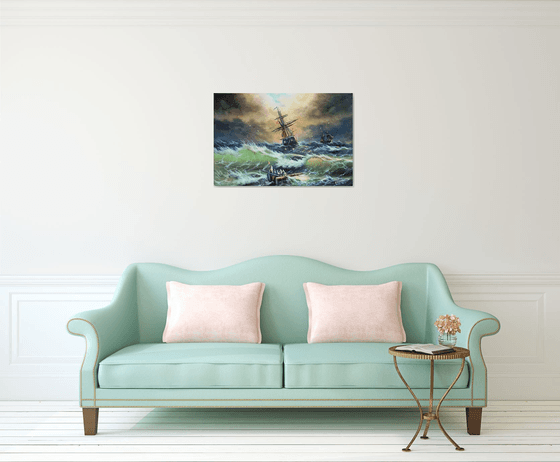 Restless sea -2 (60x90cm, oil painting)