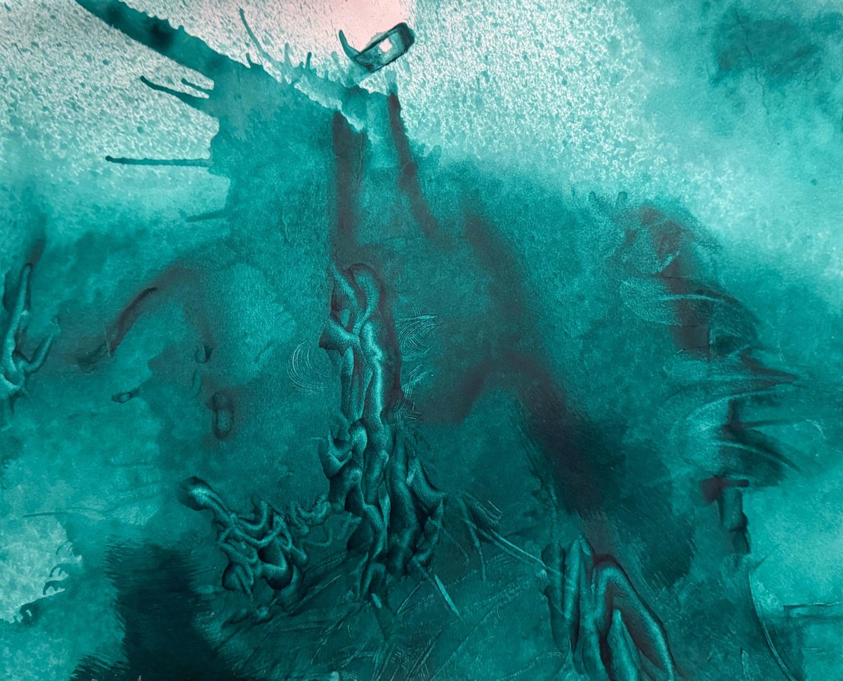 Abstract Acrylic Painting By Ryan Louder, 17 X 13", The Angel Of War, Original Artwork