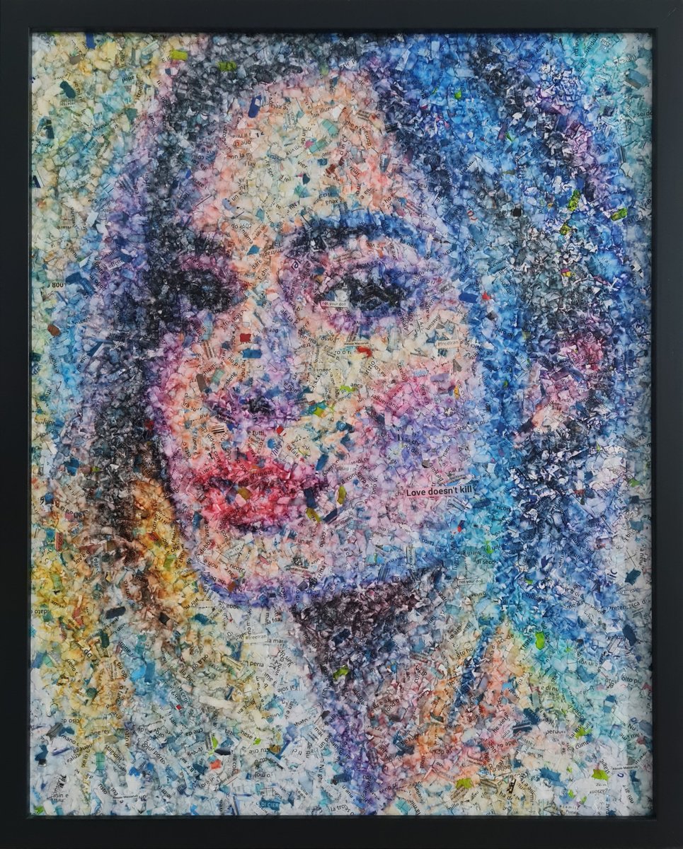 Impressionistic Portrait Collage By Alessio Mazzarulli, 17 X 21, Not Your Doll - 09 (N.671), Original Artwork