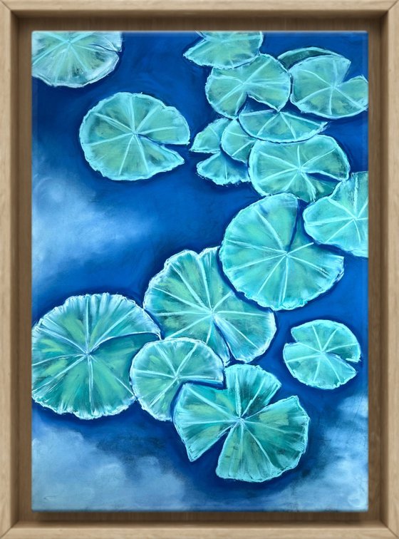 Water lilies on the water Pastel