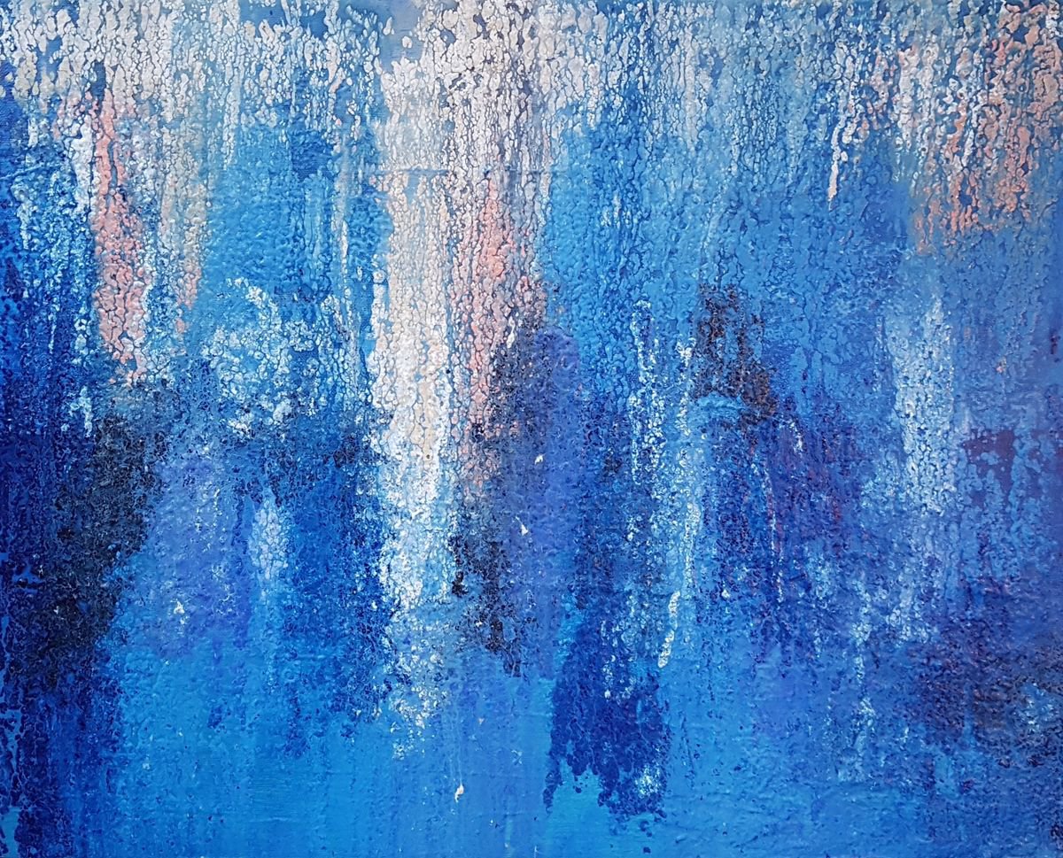 Abstract Acrylic Painting By Silvija Horvat, 20 X 16", Falling, Original Artwork