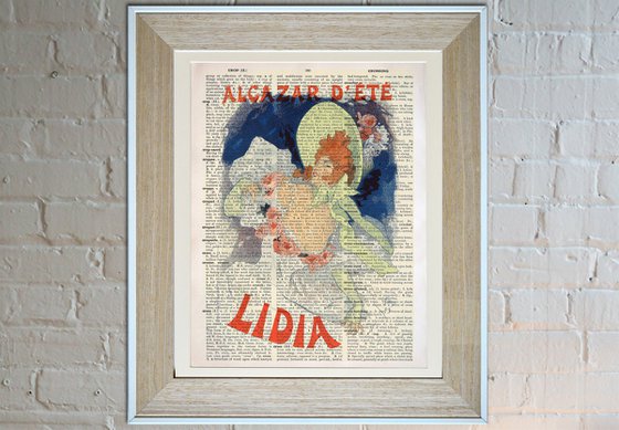 Alcazar d'Ete Lidia - Collage Art Print on Large Real English Dictionary Vintage Book Page