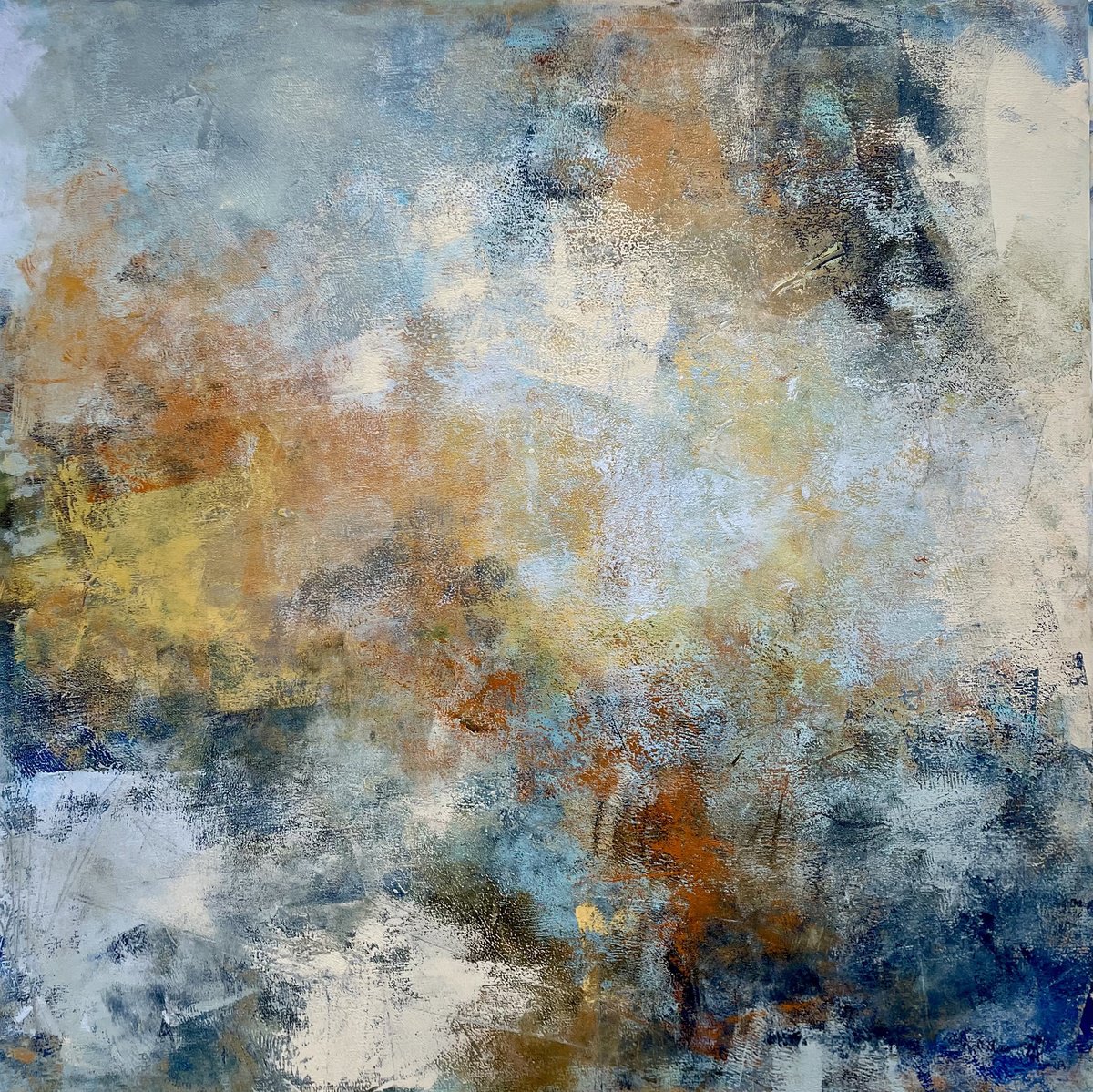 Abstract Acrylic Painting By Miri Baruch, 35 X 35", Beam Of Light, Original Artwork
