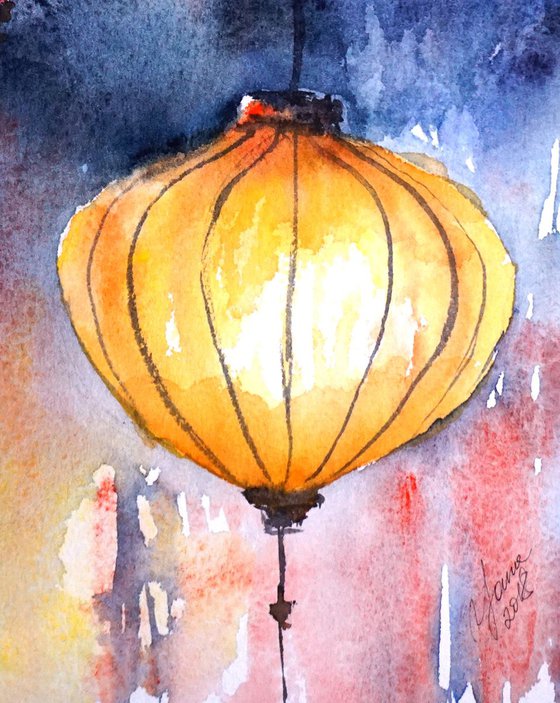 Magical Lanterns ORIGINAL Watercolor Artwork - Hoi An, Vietnam Traditions