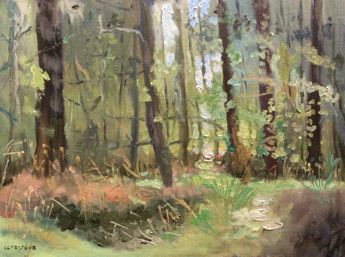 Forest trees, oil painting by Julian Lovegrove Art