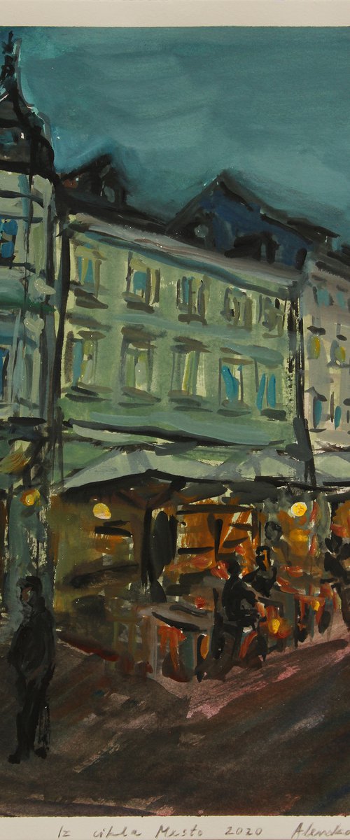 From Cycle City I, 2020, acrylic on paper, 29.4 x 20.8 cm by Alenka Koderman