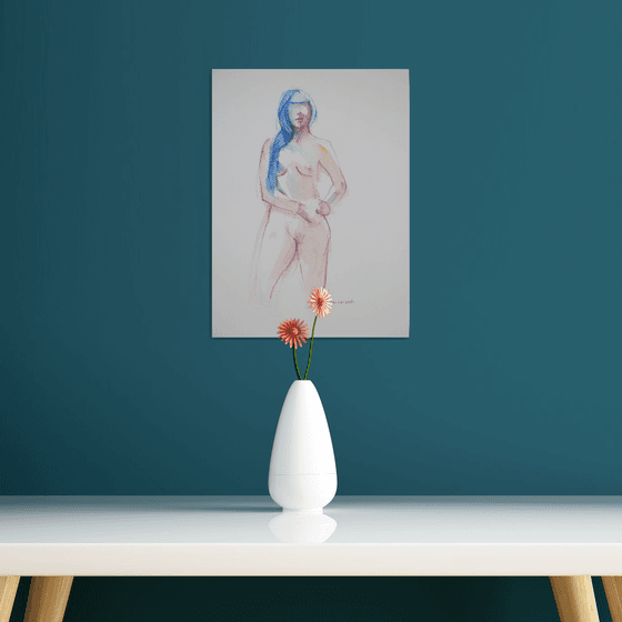 Girl with blue hair