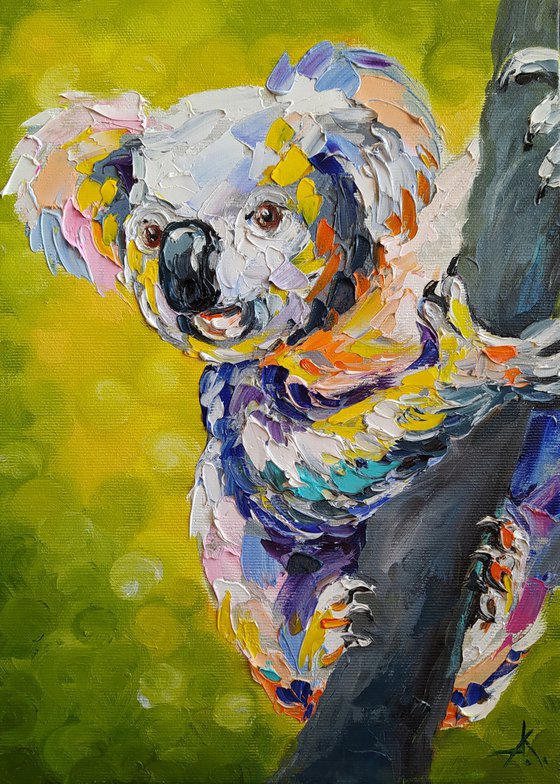 Australian koala - oil painting, Australia, koala, koala oil painting, animals, koala art