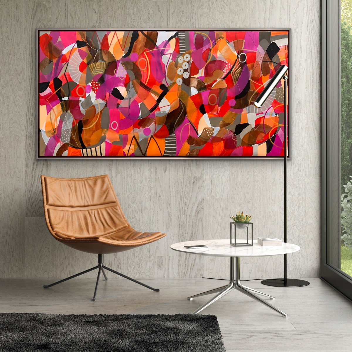 Organic Abstract Acrylic Painting By Rashna Hackett, 72 X 37", Whispers Of Passion, Original Artwork