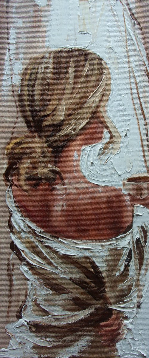 " GOOD MORNING ... " WINDOW original painting ROOM  palette knife GIFT by Monika Luniak