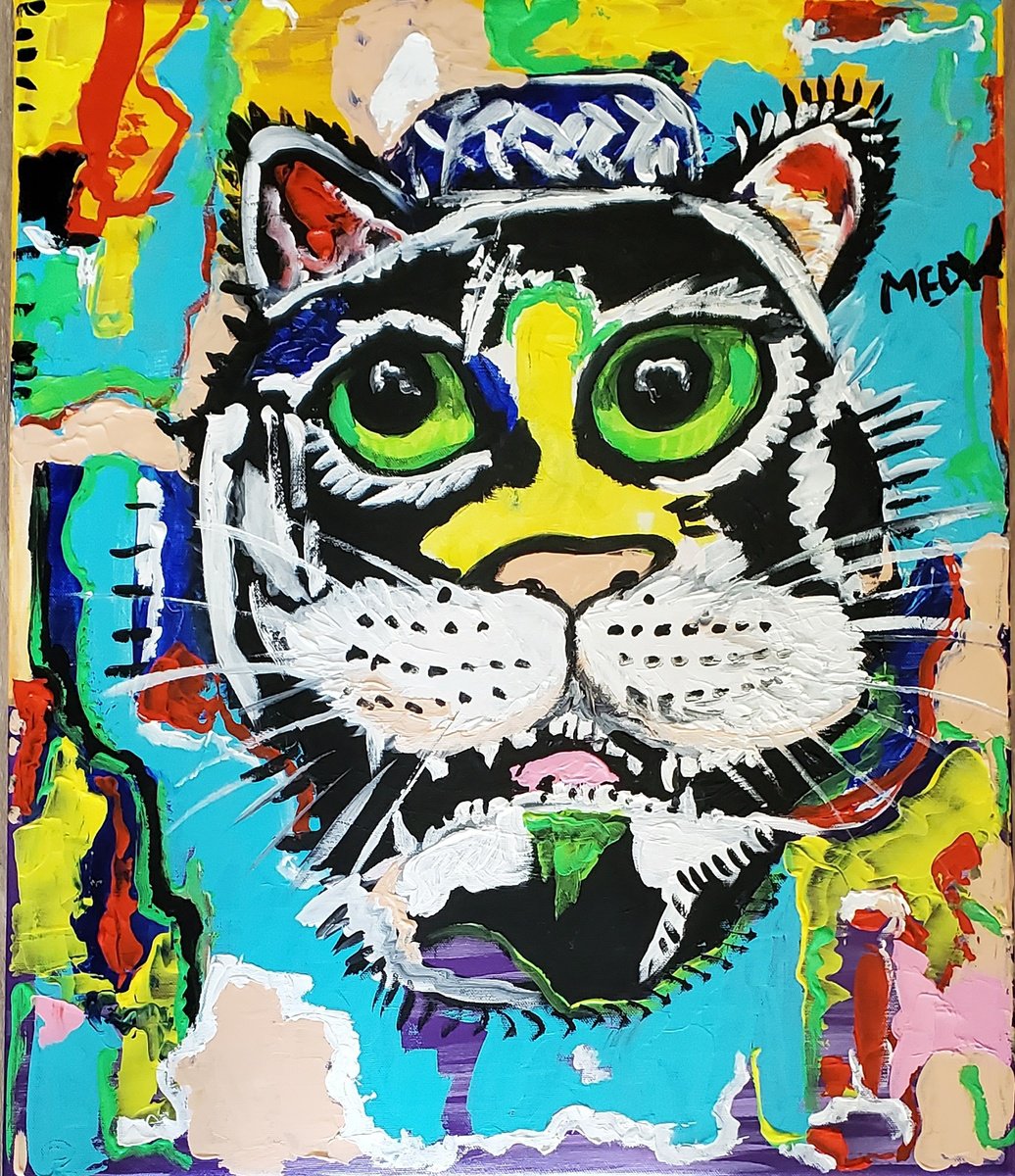 UNTITLED cat version of famous painting by Jean-Michel Basquiat. by Olga Koval