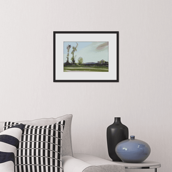 GREEN MEADOWS SUMMER LANDSCAPE, Clent, Worcs. Original Watercolour with mount (mat).