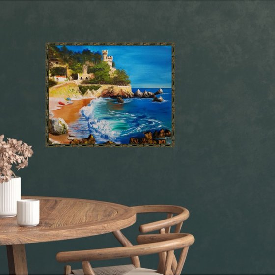 Lloret de Mar. Gorgeous Spanish Landscape. Summer Day. Spectacular Oil Painting on Canvas. Home Decor. Room Accent. Mother's Day Gift.